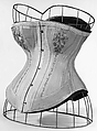 Corset, cotton, silk, metal, bone, elastic, American